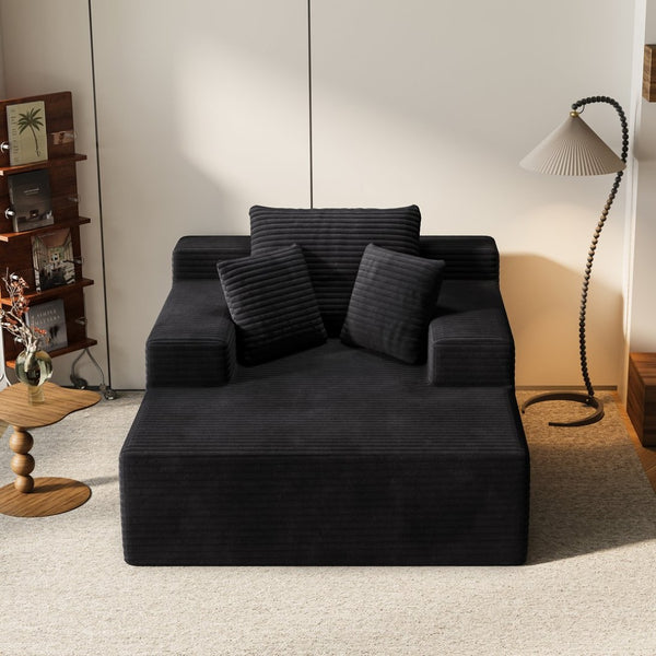 English Elm 64.96-inch Corduroy Sofa Bed Deep Seat Recliner for Living Room or Guest Space W3108P404509