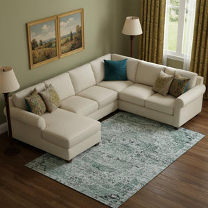 HomeRoots 10' X 14' Teal & Gray Floral Medallion Area Rug - Durable, Washable, UV Protected for All Spaces 705101