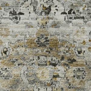 HomeRoots 8' Elegant Taupe Beige & Ivory Floral Medallion Round Rug - Washable, UV Protected, Stain Resistant! 705104