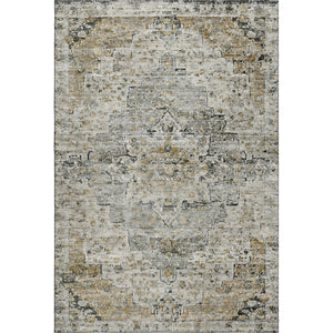 HomeRoots 8' X 10' Washable Floral Medallion Area Rug - Elegant Taupe & Ivory Design with UV Protection 705105