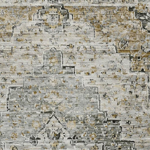 HomeRoots 8' X 10' Washable Floral Medallion Area Rug - Elegant Taupe & Ivory Design with UV Protection 705105