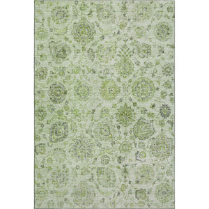 HomeRoots 9' X 12' Elegant Artichoke Green & Gray Damask Area Rug – Washable, UV Protected, Low Maintenance! 705112