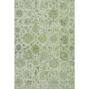 HomeRoots 9' X 12' Elegant Artichoke Green & Gray Damask Area Rug – Washable, UV Protected, Low Maintenance! 705112
