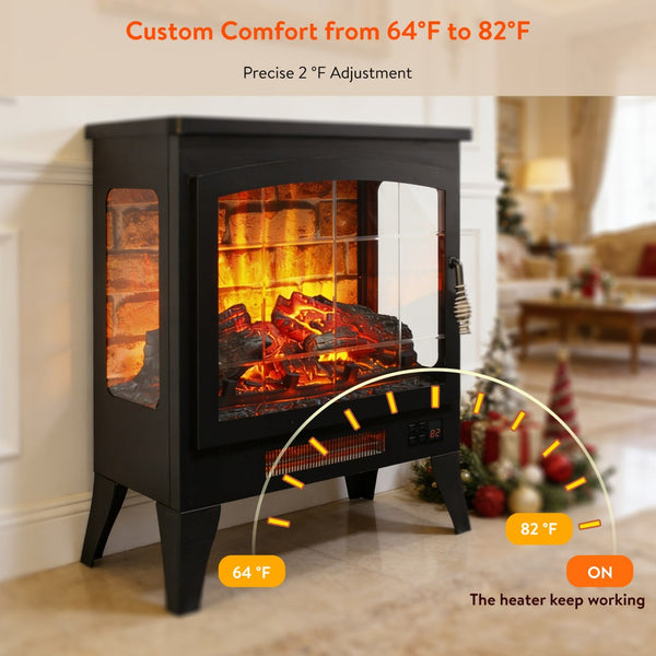 English Elm 21 Inch Three-sided Electric Fireplace Stove with 3d Flame and Remote Control W1769P346175