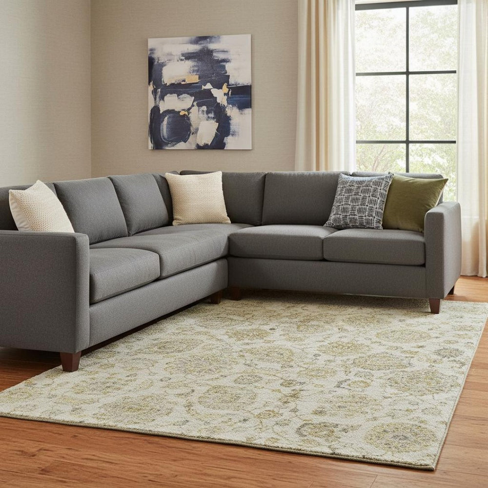 HomeRoots 8' X 10' Damask Area Rug - Beige & Wheat, Washable, UV Protected, Stylish & Durable for Busy Homes 705117