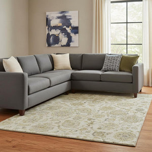 HomeRoots 8' X 10' Damask Area Rug - Beige & Wheat, Washable, UV Protected, Stylish & Durable for Busy Homes 705117