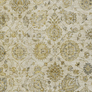 HomeRoots 10' Washable Beige and Wheat Damask Area Rug with UV Protection - Durable, Stain-Resistant Design 705119