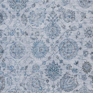 HomeRoots 5' Blue and Gray Damask Area Rug – Washable, UV Protected, Stylish & Durable for Every Home! 705121