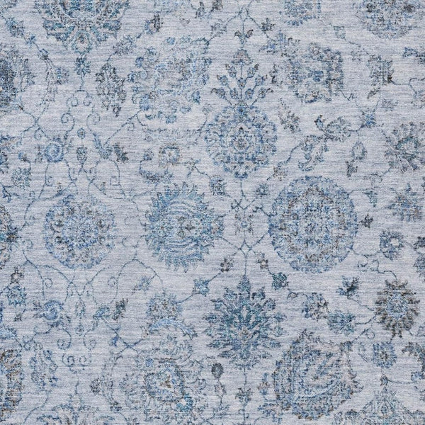 HomeRoots 5' Blue and Gray Damask Area Rug – Washable, UV Protected, Stylish & Durable for Every Home! 705121