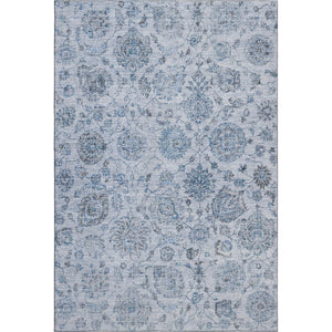 HomeRoots 8' X 10' Blue and Gray Damask Area Rug - Washable, UV Protected, Stylish & Durable for Busy Homes 705123