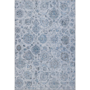 HomeRoots 8' X 10' Blue and Gray Damask Area Rug - Washable, UV Protected, Stylish & Durable for Busy Homes 705123