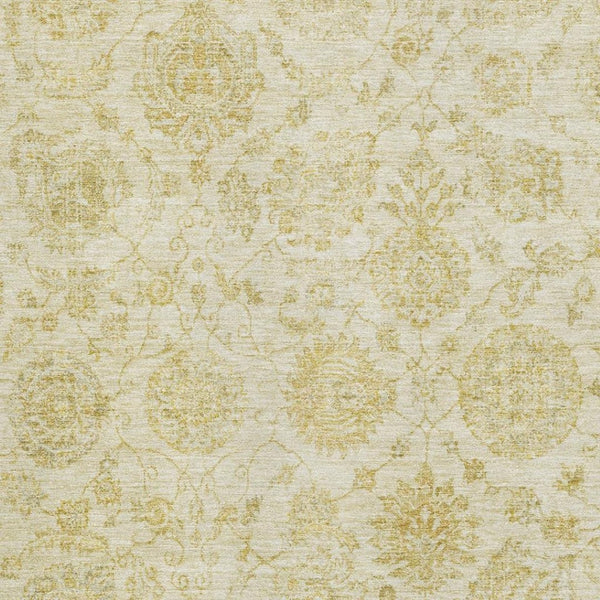 HomeRoots 8' X 10' Elegant Gold and Beige Damask Area Rug – Washable, UV Protected, Stain Resistant Design! 705129