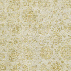 HomeRoots 9' X 12' Gold and Beige Damask Area Rug - Elegant, Washable, UV-Protected for Stylish Durability! 705130