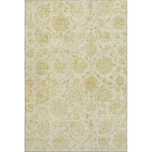 HomeRoots 10' X 14' Gold & Beige Damask Area Rug – Washable, UV-Protected, Durable, and Stylish for Any Space 705131