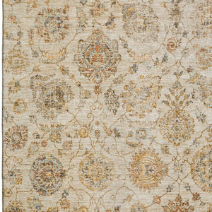 HomeRoots 5' X 8' Elegant Linen & Gray Damask Washable Area Rug - UV Protected, Family-Friendly & Stylish Decor 705133