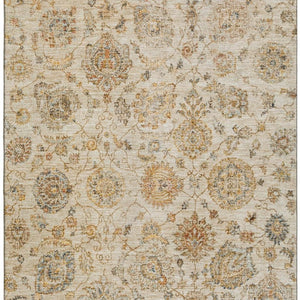 HomeRoots 5' X 8' Elegant Linen & Gray Damask Washable Area Rug - UV Protected, Family-Friendly & Stylish Decor 705133