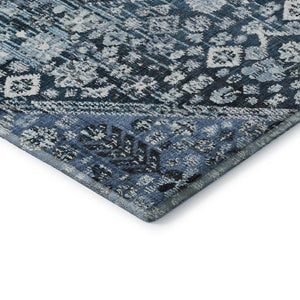 HomeRoots 5' X 8' Blue and Ivory Geometric Area Rug - Washable, UV-Protected, Stain-Resistant, Modern Decor 705145