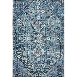 HomeRoots 10' Blue and Ivory Geometric Washable Area Rug – Durable, UV Protected, Perfect for Family Spaces! 705149