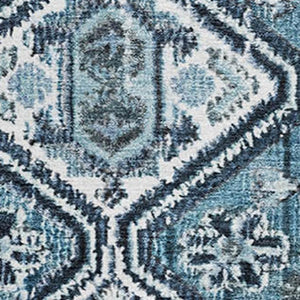 HomeRoots 10' Blue and Ivory Geometric Washable Area Rug – Durable, UV Protected, Perfect for Family Spaces! 705149