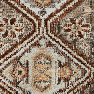 HomeRoots 8' Washable Round Rug in Chocolate, Rust & Ivory – Durable, Stain-Resistant, UV Protected Style! 705152