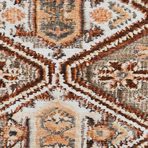 HomeRoots 8' Washable Round Rug in Chocolate, Rust & Ivory – Durable, Stain-Resistant, UV Protected Style! 705152