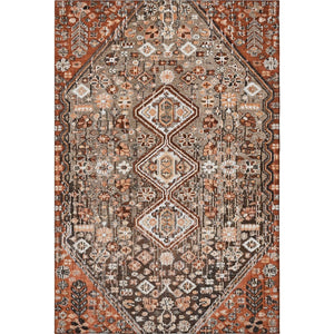 HomeRoots 9' X 12' Geometric Washable Area Rug in Chocolate, Rust & Ivory - Durable, UV Protected & Stylish! 705154