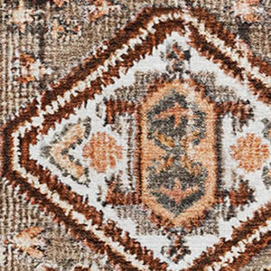 HomeRoots 10' X 14' Chocolate Rust & Ivory Geometric Area Rug - Durable, Washable, UV Protected for Families 705155