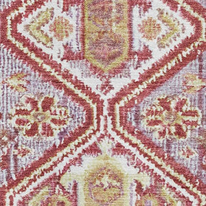 HomeRoots 5' X 8' Merlot & Lavender Geometric Area Rug – Washable, UV-Protected, Modern Style for Any Room 705157