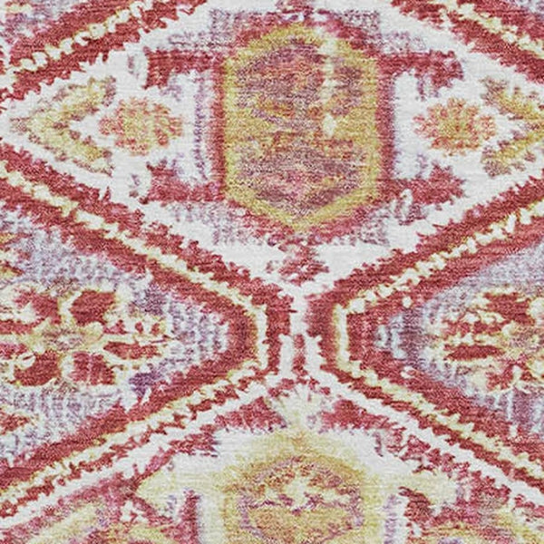 HomeRoots 8' Merlot & Lavender Geometric Washable Round Rug - UV Protected, Durable, Stylish for Every Home 705158