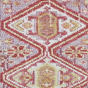 HomeRoots 8' Merlot & Lavender Geometric Washable Round Rug - UV Protected, Durable, Stylish for Every Home 705158