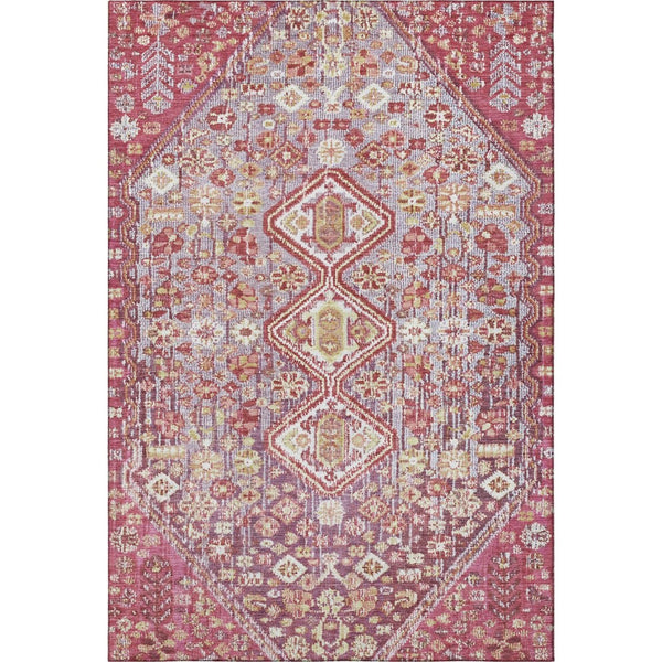 HomeRoots 8' X 10' Merlot & Lavender Geometric Area Rug - Stylish, Stain-Resistant with UV Protection & Non-Slip! 705159