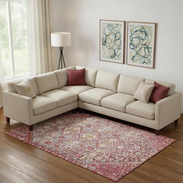 HomeRoots 9' X 12' Merlot Lavender Geometric Area Rug - Durable, Stain-Resistant, UV Protected for Homes 705160