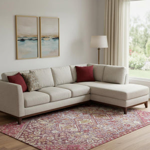 HomeRoots 10' X 14' Merlot & Lavender Geometric Area Rug - Durable, Stain-Resistant, UV Protected, Non-Slip Design 705161