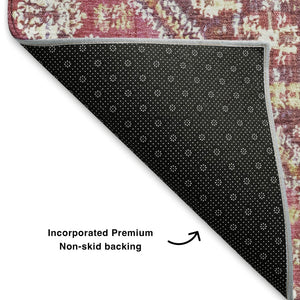 HomeRoots 10' X 14' Merlot & Lavender Geometric Area Rug - Durable, Stain-Resistant, UV Protected, Non-Slip Design 705161