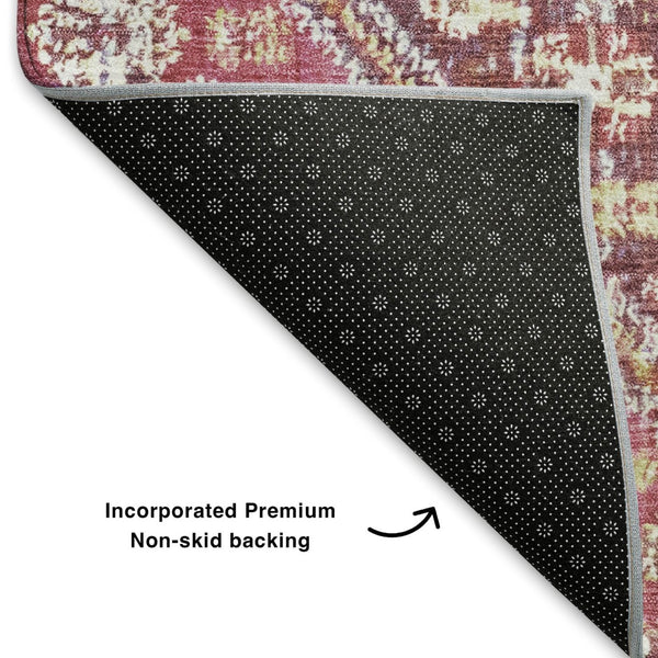 HomeRoots 10' X 14' Merlot & Lavender Geometric Area Rug - Durable, Stain-Resistant, UV Protected, Non-Slip Design 705161