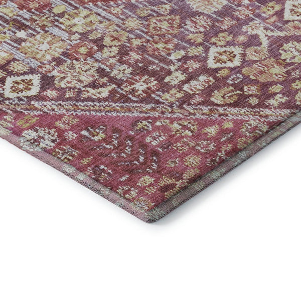 HomeRoots 10' X 14' Merlot & Lavender Geometric Area Rug - Durable, Stain-Resistant, UV Protected, Non-Slip Design 705161
