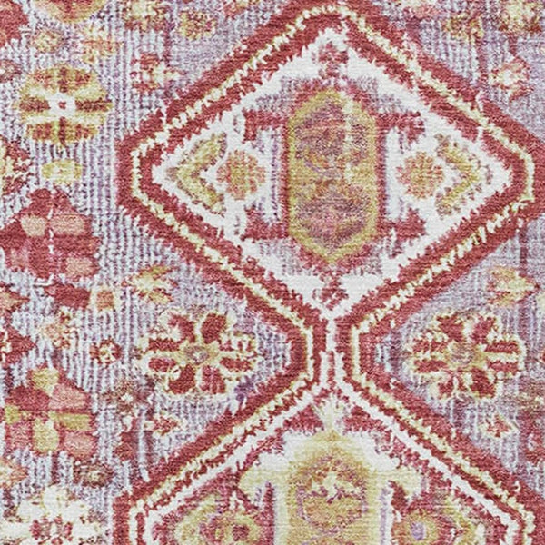 HomeRoots 10' X 14' Merlot & Lavender Geometric Area Rug - Durable, Stain-Resistant, UV Protected, Non-Slip Design 705161