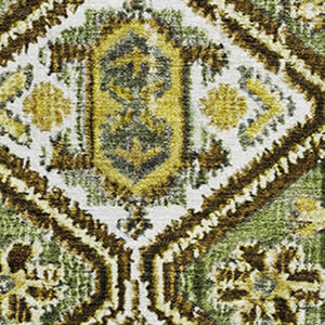 HomeRoots 5' Stylish Olive Green Geometric Area Rug – Washable, UV Protected, Non-Slip, Perfect for Family Spaces 705163