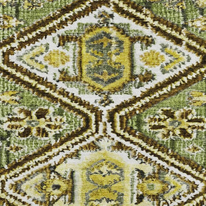 HomeRoots 8' Stylish Olive Green, Ivory & Brown Geometric Round Rug - Washable, UV-Protected, Stain-Resistant! 705164