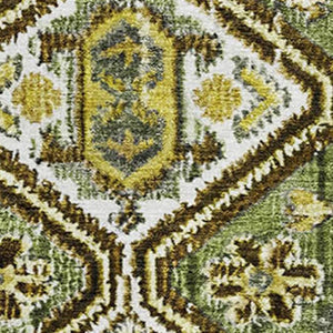 HomeRoots 8' X 10' Stylish Olive Green Geometric Area Rug - Washable, Stain-Resistant, UV-Protected Design 705165