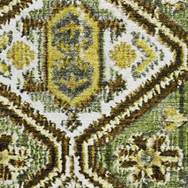 HomeRoots 8' X 10' Stylish Olive Green Geometric Area Rug - Washable, Stain-Resistant, UV-Protected Design 705165