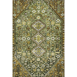 HomeRoots 8' X 10' Stylish Olive Green Geometric Area Rug - Washable, Stain-Resistant, UV-Protected Design 705165