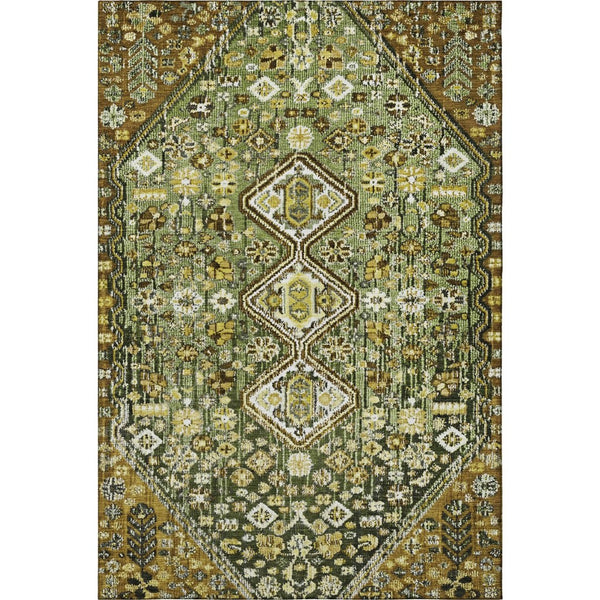 HomeRoots 8' X 10' Stylish Olive Green Geometric Area Rug - Washable, Stain-Resistant, UV-Protected Design 705165