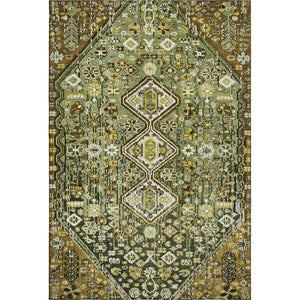 HomeRoots 9' X 12' Geometric Area Rug in Olive Green, Ivory & Brown - Washable, UV-Protected & Durable Design 705166