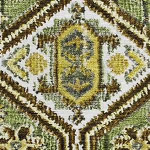 HomeRoots 10' X 14' Olive Green Geometric Area Rug - Washable, UV-Protected, Durable & Stylish for High-Traffic Areas 705167