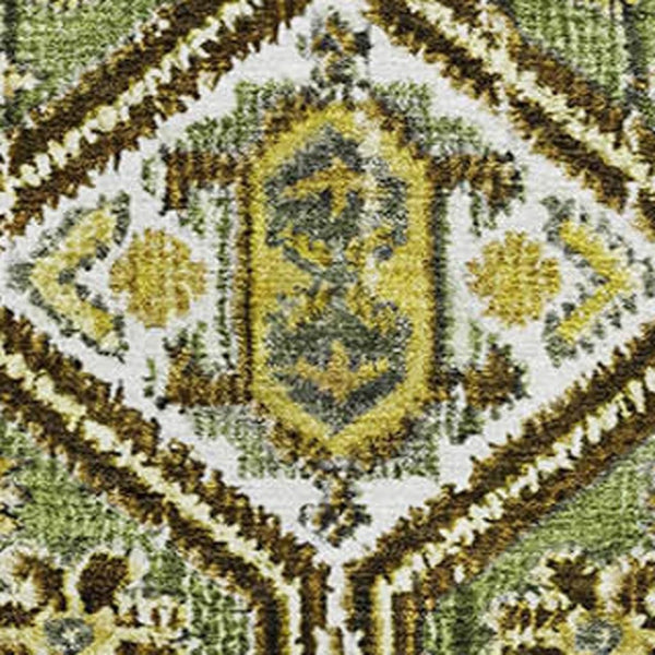 HomeRoots 10' X 14' Olive Green Geometric Area Rug - Washable, UV-Protected, Durable & Stylish for High-Traffic Areas 705167