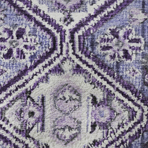 HomeRoots 8' Purple and Ivory Geometric Round Rug – Washable, UV-Protected, Non-Slip for Modern Spaces 705170