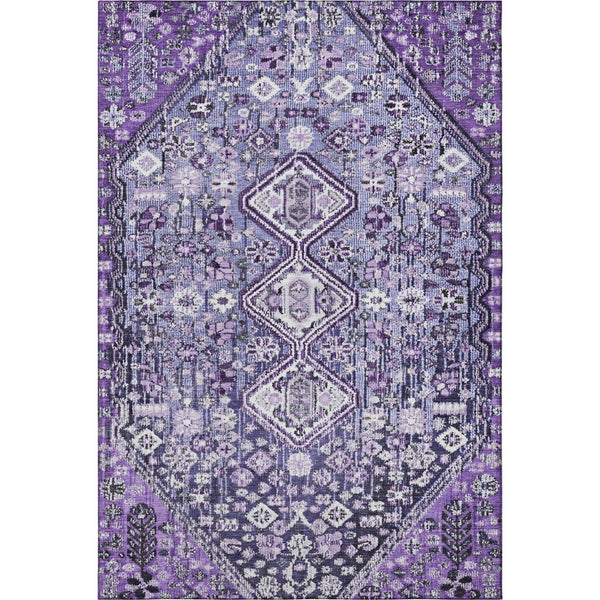 HomeRoots 8' X 10' Purple and Ivory Geometric Area Rug - Washable, Stain Resistant, Non-Slip for High Traffic Homes 705171