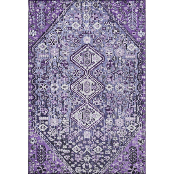 HomeRoots 9' X 12' Purple And Ivory Geometric Washable Area Rug - Stylish, Durable, UV Protected for Busy Homes 705172