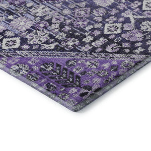 HomeRoots 9' X 12' Purple And Ivory Geometric Washable Area Rug - Stylish, Durable, UV Protected for Busy Homes 705172